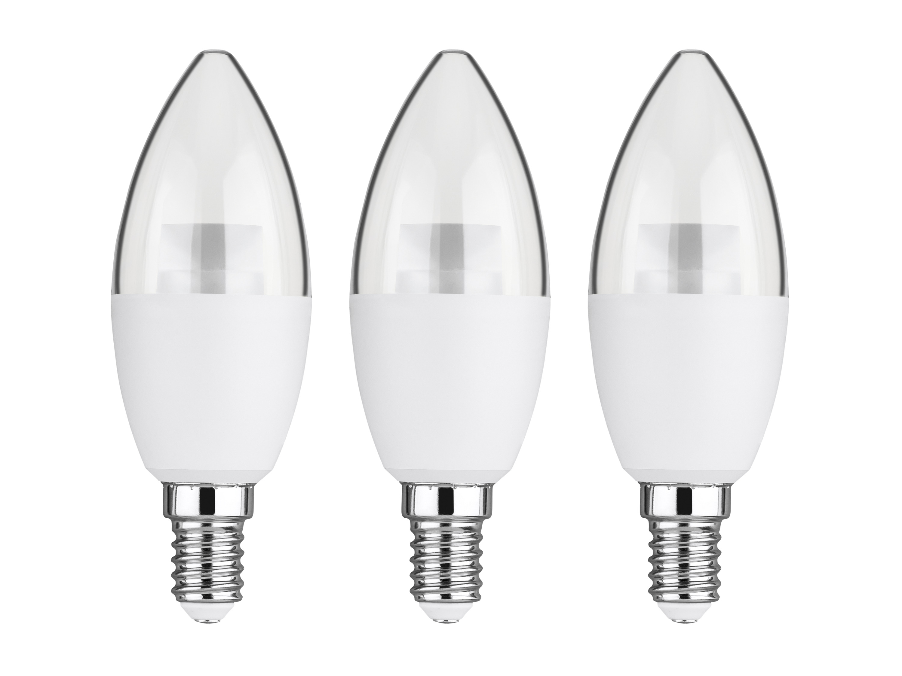 LIVARNO home Lot de 2 ou 3 ampoules LED (Bougie E14 4,9W, lot de 3, transparent)