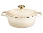 Cocotte en fonte émaillée crème avec couvercle et bouton doré