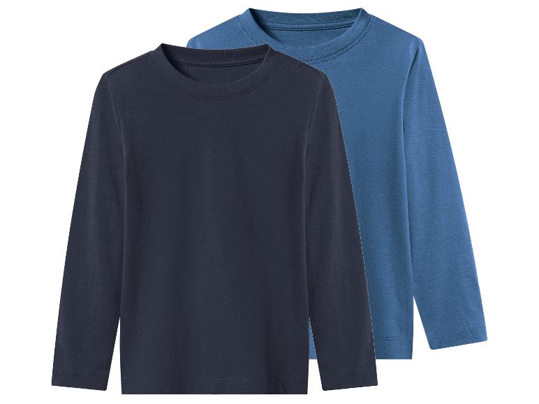 Deux t-shirts à manches longues pour enfants, un bleu foncé et un bleu clair