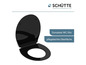 Abattant de WC Duroplast noir avec surface facile à nettoyer.