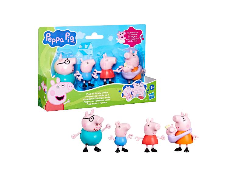 Ensemble de jouets Peppa Pig Famille de Cinq avec personnages et emballage.