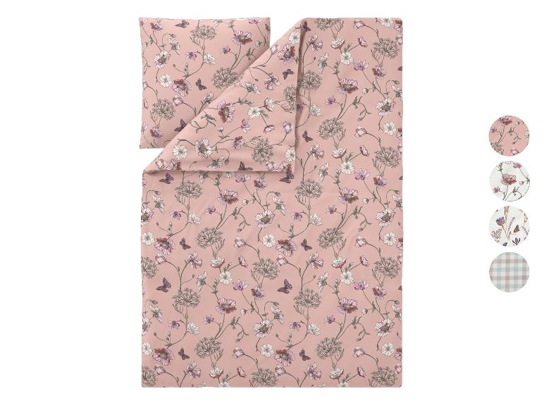 Parure de lit rose avec motif floral et papillons, avec des options de motifs supplémentaires.