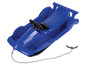 Luge en plastique bleue avec volant.