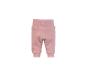 Pantalon de bébé rose en laine avec taille haute et bords côtelés.