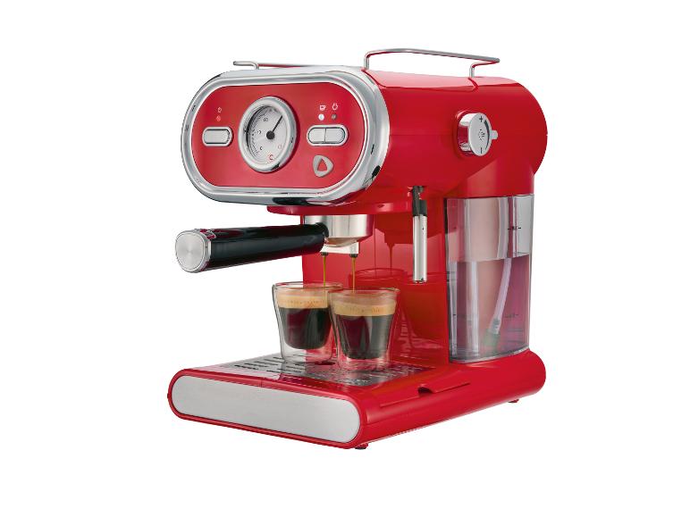 Machine à expresso rouge avec deux verres de café