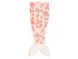 Un coussin en forme de queue de sirène, rose et blanc.