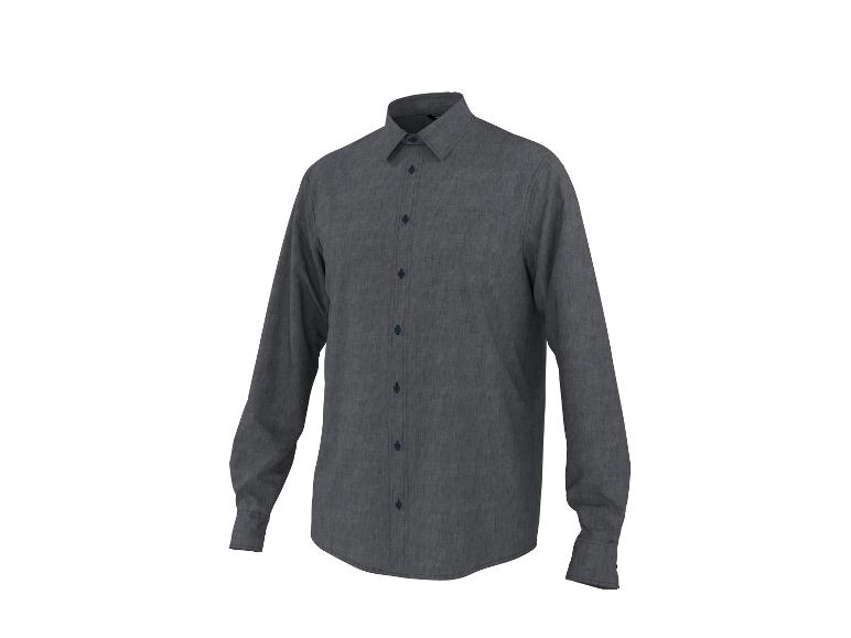 Chemise homme manches longues gris foncé avec boutons foncés et col.