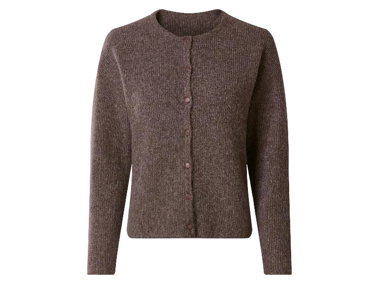Cardigan en maille marron pour femme avec boutons.