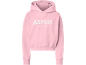 Sweat à capuche rose avec le mot 'ASPEN' et 'COLORADO' en blanc.