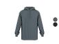 Sweat à capuche gris foncé avec cordons de serrage, sur fond blanc.