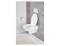 WC suspendu, abattant et plaque de commande.