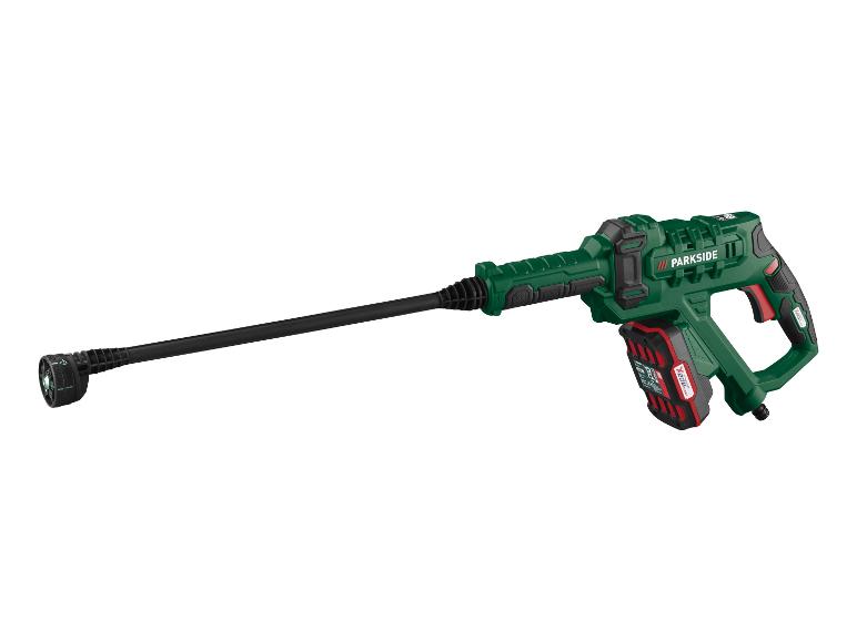 Nettoyeur haute pression sans fil Parkside vert et noir avec batterie rouge