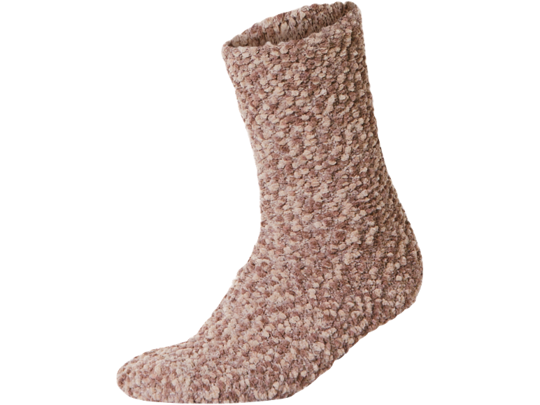 Chaussette d'intérieur marron clair, douce et moelleuse.
