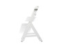 Une chaise haute bébé blanche à hauteur réglable.