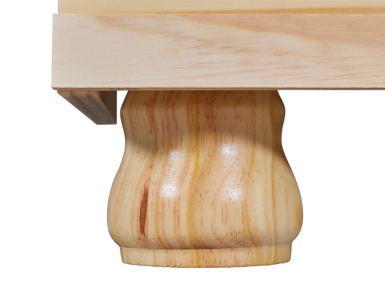 Pied de table en bois avec dessus arrondi.
