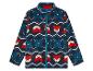 Veste en polaire avec un motif de renards et de flocons de neige.