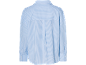 Chemise bleue à rayures blanches à manches longues, vue de dos.