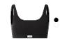 Soutien-gorge de sport noir côtelé avec bande inférieure large et texte « LOVE COTTON »