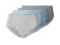 Lot de cinq culottes en coton taille haute dans des tons pastel de gris, bleu et vert.