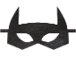 Masque de Batman noir avec des oreilles et des trous pour les yeux.