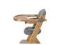 Chaise haute en bois avec rembourrage gris et plateau, vue latérale