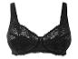 Un soutien-gorge noir en dentelle.