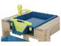 Table de jeu en bois pour l'eau et le sable avec bacs bleus et robinet jaune