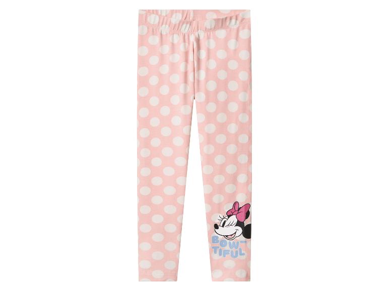 Legging rose à pois Minnie Mouse avec le texte 'BOW-TIFUL'.