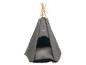 Tipi gris pour animaux de compagnie avec poteaux en bois et coussin moelleux à l'intérieur