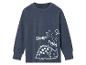 Un t-shirt à manches longues bleu marine avec un imprimé de dinosaure