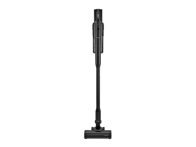 Aspirateur balai sans fil noir sur fond blanc