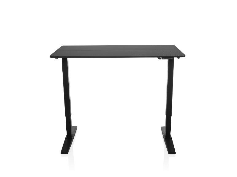 Bureau noir réglable en hauteur sur fond blanc