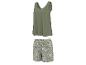 Ensemble débardeur vert et short à imprimé floral pour femme.