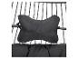Coussin de nuque noir avec le texte 'HOME DELUXE' et une partie d'un coussin noir.