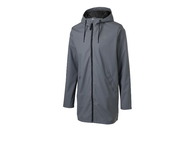 Imperméable gris avec capuche et fermeture éclair noire