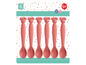 Ensemble de six cuillères en silicone rose avec motif Mickey Mouse pour bébés, de la marque Stor.