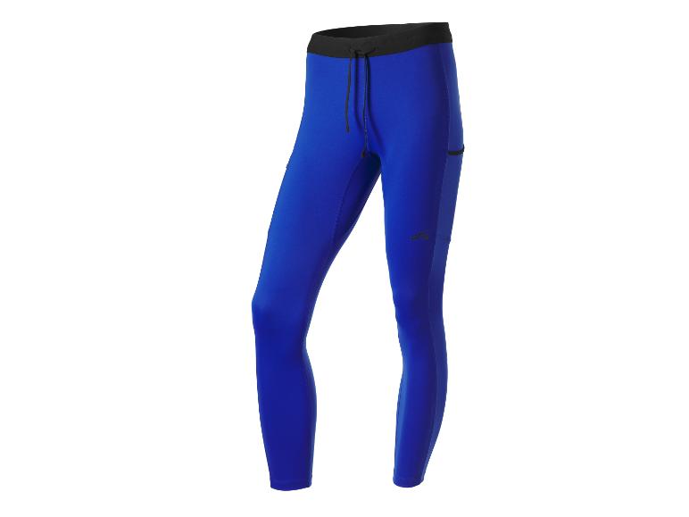 Legging de sport bleu avec taille noire et cordon de serrage