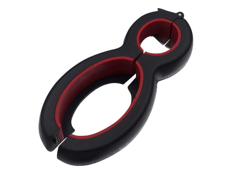 Ouvre-bocaux et ouvre-bouteilles multifonction noir et rouge