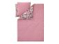 Parure de lit rose avec motif floral et taie d'oreiller unie.