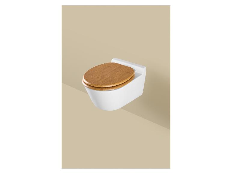 WC suspendu avec abattant en bois