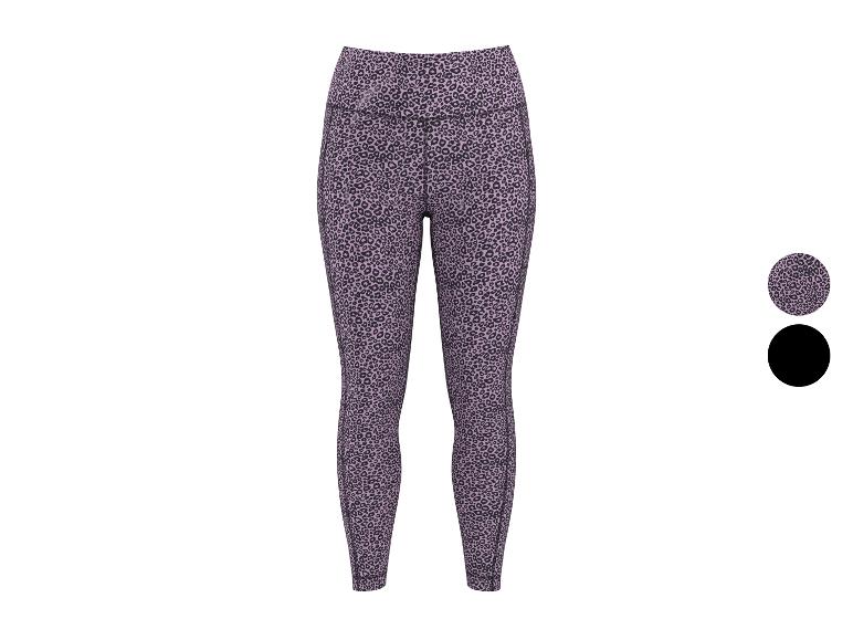Legging femme imprimé léopard en violet et noir, avec une option de couleur noire.