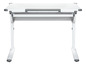 Un bureau blanc avec une partie extensible.