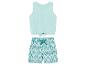 Ensemble fille : débardeur turquoise et short à motif ikat.