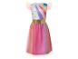 Robe licorne arc-en-ciel pour enfant avec ceinture dorée.