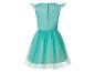 Robe de soirée turquoise pour enfant avec corsage uni et jupe en tulle vaporeuse.
