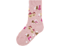 Chaussettes roses pour bébé avec motif cupcakes et arbres, points antidérapants.