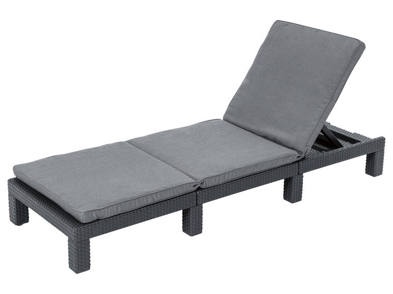 Aller en mode plein écran : LIVARNO home Chaise longue tressée avec coussin, anthracite - Image 1