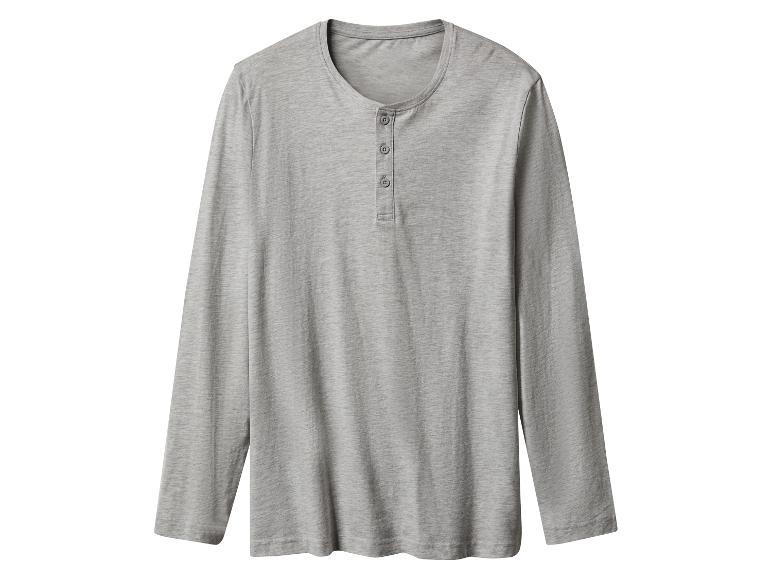 T-shirt Henley gris à manches longues avec boutons.
