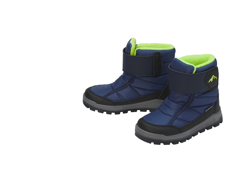 Bottes d'hiver pour enfants avec dessus bleu foncé et doublure vert vif