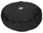 Coussin rond noir pour animaux de compagnie avec une empreinte de patte blanche